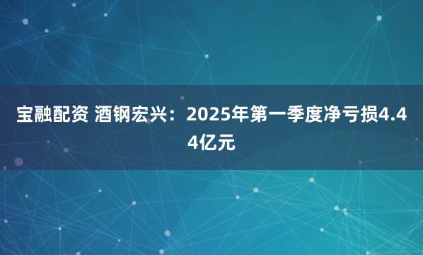 宝融配资 酒钢宏兴：2025年第一季度净亏损4.44亿元